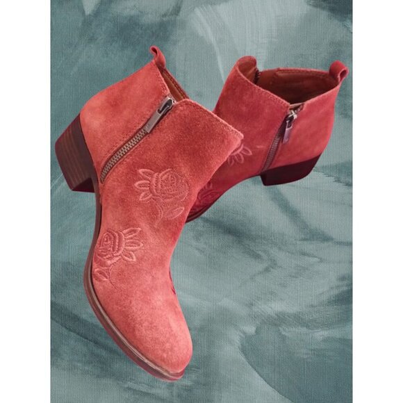 Lucky Brand Ankle Boots With Floral Embroidery Terracota Size 6.5M - Picture 4 of 14